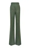 Gabriela Hearst Vesta Wool-silk Flared Pants In Olive