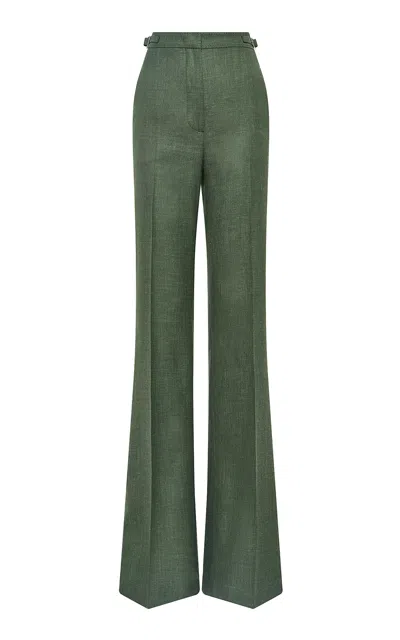 Gabriela Hearst Vesta Wool-silk Flared Pants In Olive