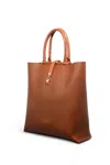 Gabriela Hearst Vevers Tote Bag In Cognac Leather With Crocodile Leather Handle In Cognac