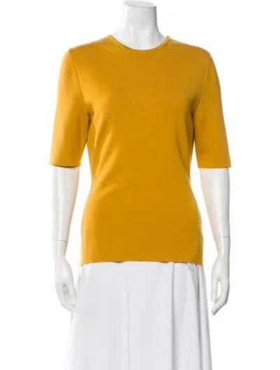 Pre-owned Gabriela Hearst Virgin Wool Crew Neck Top W/ Tags In Yellow