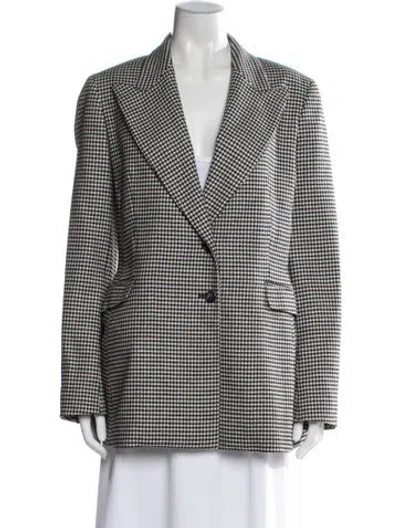 Pre-owned Gabriela Hearst Virgin Wool Houndstooth Print Blazer
