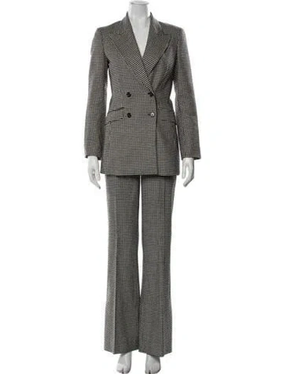 Pre-owned Gabriela Hearst Virgin Wool Houndstooth Print Pantsuit In Multi