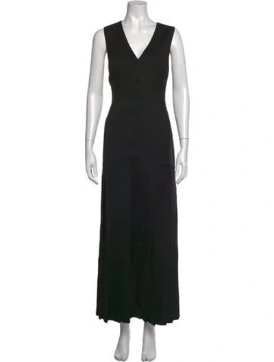 Pre-owned Gabriela Hearst Virgin Wool Long Dress In Black