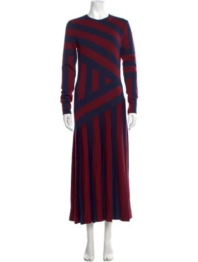 Pre-owned Gabriela Hearst Virgin Wool Long Dress In Burgundy
