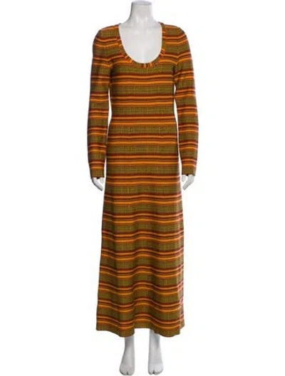 Pre-owned Gabriela Hearst Virgin Wool Long Dress In Yellow