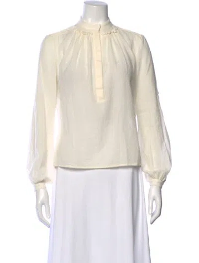 Pre-owned Gabriela Hearst Virgin Wool Long Sleeve Blouse In Neutral