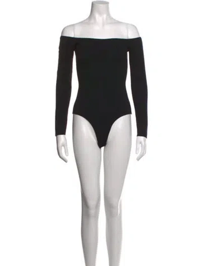 Pre-owned Gabriela Hearst Virgin Wool Off-the-shoulder Bodysuit In Black