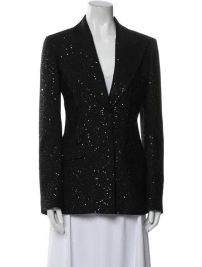 Pre-owned Gabriela Hearst Virgin Wool Printed Blazer In Black