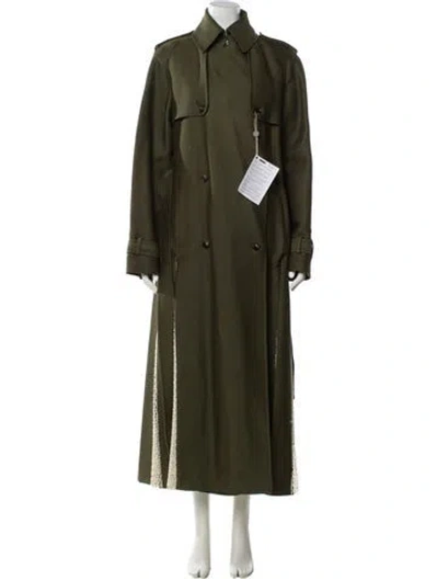 Pre-owned Gabriela Hearst Virgin Wool Trench Coat W/ Tags In Green