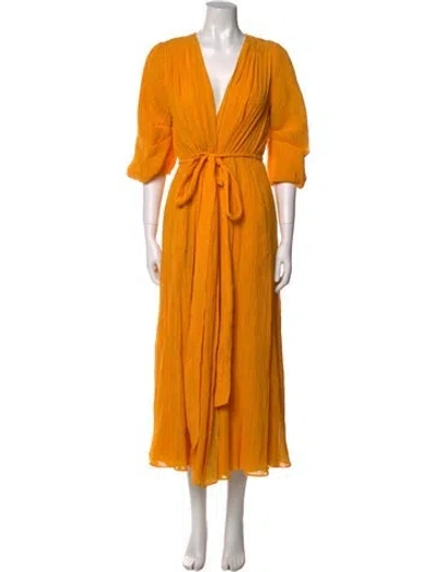Pre-owned Gabriela Hearst V-neck Long Dress In Yellow