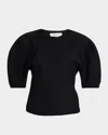 Gabriela Hearst Womens Black Waverly Balloon-short-sleeves Wool Top In Black