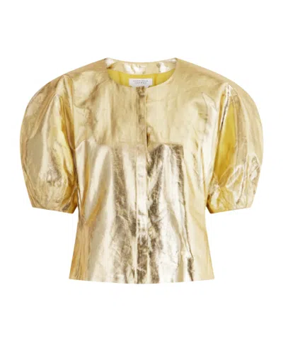 Gabriela Hearst Waverly Top In Metallic Gold Linen Twill