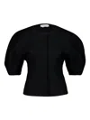 Gabriela Hearst Womens Black Waverly Balloon-short-sleeves Wool Top In Black