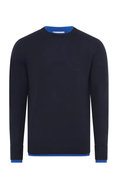 Gabriela Hearst Wells Knit Sweater In Navy & Cobalt Cashmere Silk In Blue
