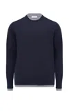 Gabriela Hearst Wells Knit Sweater In Dark Navy & Heather Grey Cashmere Silk In Dark Navy/heather Grey