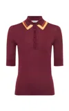 Gabriela Hearst Womens Wendelyn Striped-collar Silk-cashmere Knitted Top Merlot Multi In Burgundy