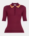 Gabriela Hearst Womens Wendelyn Striped-collar Silk-cashmere Knitted Top Merlot Multi In Merlot Multi