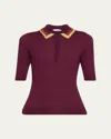 Gabriela Hearst Womens Wendelyn Striped-collar Silk-cashmere Knitted Top Merlot Multi In Merlot Multi