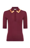 Gabriela Hearst Womens Wendelyn Striped-collar Silk-cashmere Knitted Top Merlot Multi In Merlot Multi