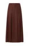 Gabriela Hearst Wesley Pleated Midi Skirt In Burnt Sienna Wool Cashmere Flannel In Brown
