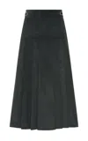 Gabriela Hearst Wesley Skirt In English Green Sea Island Cotton Corduroy In Black