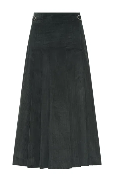 Gabriela Hearst Wesley Skirt In English Green Sea Island Cotton Corduroy In Black