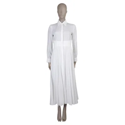 Pre-owned Gabriela Hearst White Linen 2024 Dewi Pintucked Shirt Dress 38 Xs