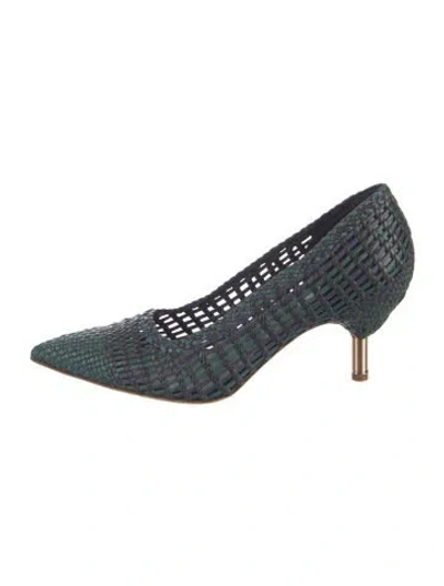 Pre-owned Gabriela Hearst Wicker Patterned Pumps In Green