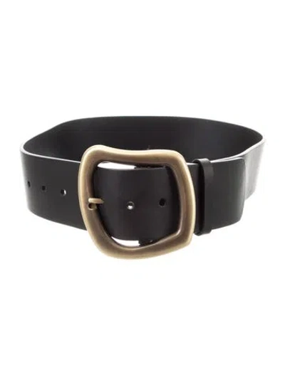 Pre-owned Gabriela Hearst Wide Leather Belt In Black