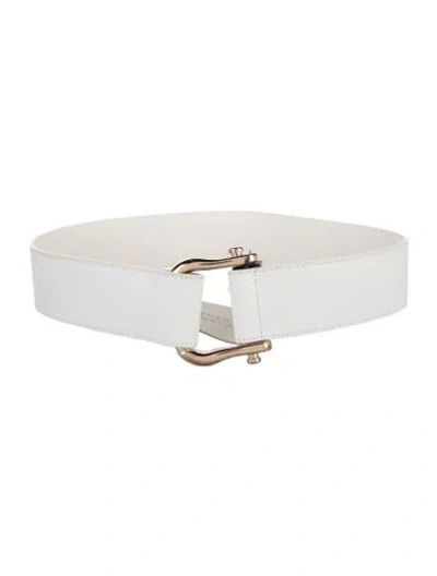 Pre-owned Gabriela Hearst Wide Leather Waist Belt In White