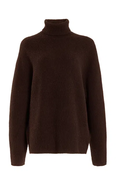 Gabriela Hearst Wigman Knit Turtleneck Sweater In Chocolate Cashmere