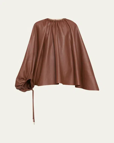 GABRIELA HEARST WILMER ASYMMETRIC LEATHER CAPE TOP