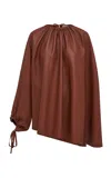 Gabriela Hearst Wilmer Leather Cape Top In Brown