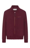 Gabriela Hearst Winslow Bomber In Bordeaux Speckled Cashmere In White