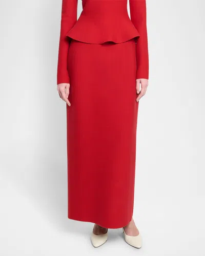 Gabriela Hearst Wolff Wool Knit Maxi Skirt In Scarlet Red