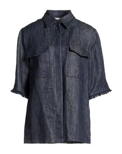 Gabriela Hearst Woman Denim Shirt Blue Size 8 Linen