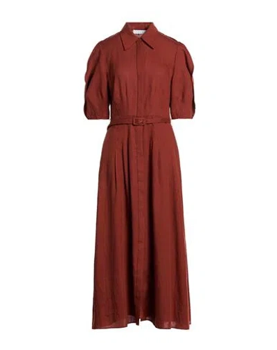 Gabriela Hearst Woman Maxi Dress Brown Size 4 Linen In Burgundy