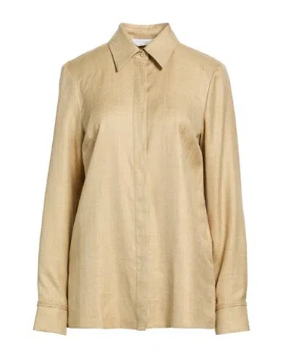 Gabriela Hearst Woman Shirt Sand Size 4 Wool, Silk, Linen In Brown