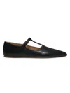 Gabriela Hearst Women's Lola Leather T-strap Ballerina Flats In Black