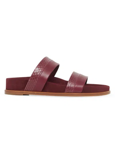 Gabriela Hearst Low Striker Paneled Snake-effect Leather Sandals In Brown