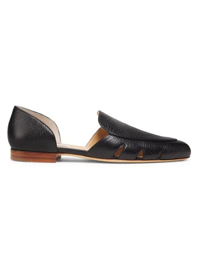Gabriela Hearst Rory Flat Shoe In Black Textured Leather