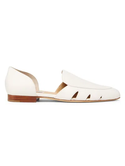 Gabriela Hearst Rory Cutout Textured-leather Loafers In Cream