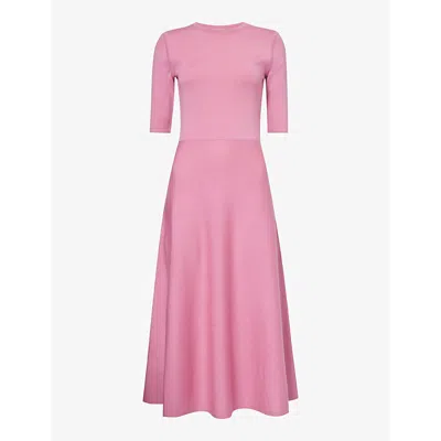 Gabriela Hearst Womens Rose Quartz Seymore Flared-hem Wool-blend Midi Dress