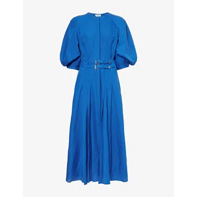 Gabriela Hearst Womens Sapphire Elea Puff-sleeve Linen Maxi Dress
