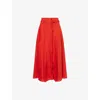 Gabriela Hearst Womens Antelope Orange Dugald Pleat Button-down Linen Midi Skirt In Orange