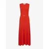Gabriela Hearst Meier Belted Ribbed Wool And Cashmere-blend Midi Dress In Orange