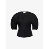 Gabriela Hearst Womens Black Waverly Balloon-short-sleeves Wool Top In Multi
