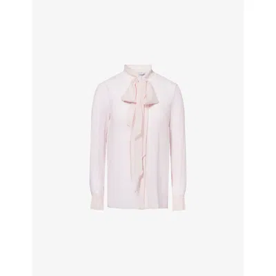 Gabriela Hearst Womens Blush Shildon Bow-collar Silk Blouse In Neutral