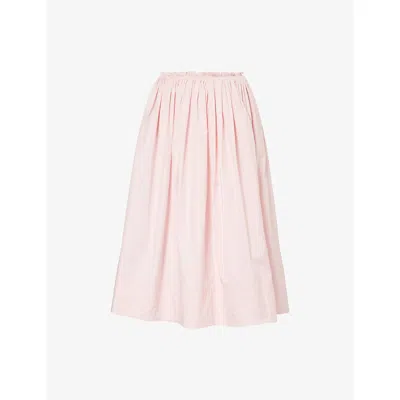 Gabriela Hearst Shiva Gathered Cotton-poplin Maxi Skirt In Pink