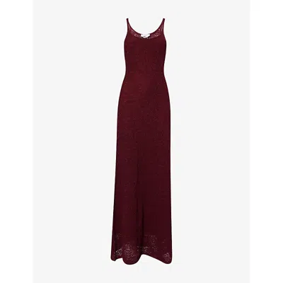 Gabriela Hearst Womens Bordeaux Meridian Sleeveless Lace-knit Wool And Silk-blend Midi Dress Xs In Burgundy